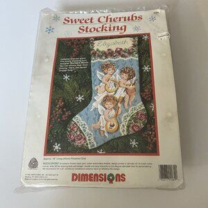Dimensions Christmas Stocking Kit Sweet Cherubs 9089 Barbara Mock 1993  NEW